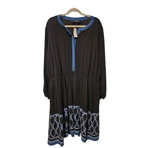 NWT Lane Bryant black teal shirt dress long sleeve size‎ 22